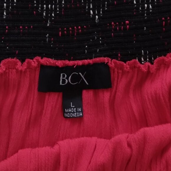 BCX | Red Elastic Off the Shoulder Short Sleeve Top |Size L - Picture 4 of 5